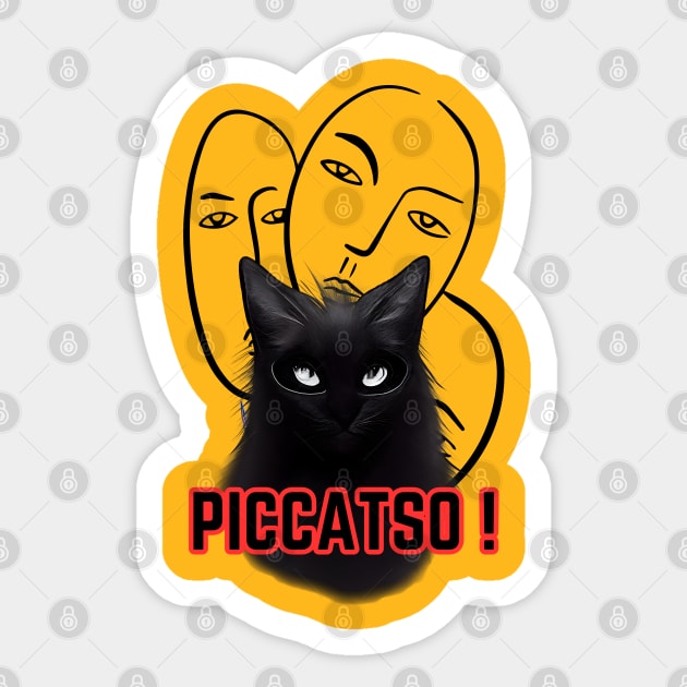 Piccatso! Picasso famous painter Artist black cat art work master piece Sticker by Shean Fritts 